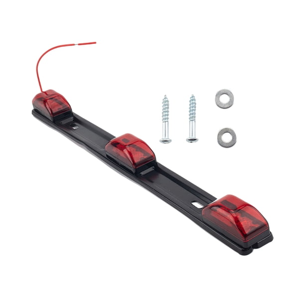 Luz de de barra de identificación roja, 3 luces, 9 tiras , luz de identificación, remolque, camión, barco, lámpara con base negra,