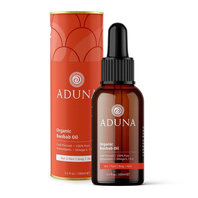 Aduna Aceite de Baobab Cosechado Silvestre - Orgánico - 3.4fl oz Aceite de Baobab Puro - Aceite Corporal y Facial Sin Refinar Prensado en Frío - Hidratante y Antienvejecimiento