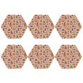 thumbnail image 2 of Pofeuu Fall Thanksgiving Print Leather Coasters Set of 6, Round Cups Mugs Mat Pad for Home Kitchen Heat Resistant Drink Coasters,Hexagon, 2 of 7