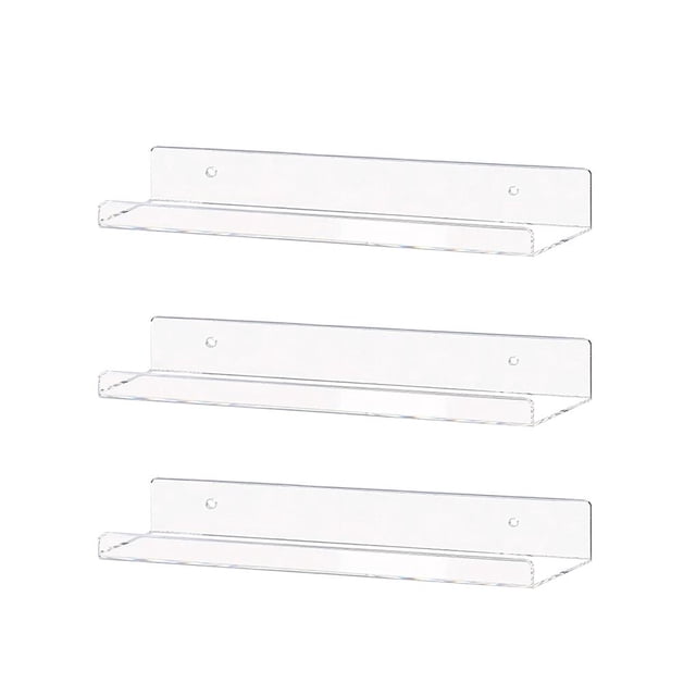 Naiovety Estantes flotantes de acrílico, paquete de 4 estantes de pared de baño transparentes, estante de pared flotante de acrílico Almacenamiento y organización del hogar No.2