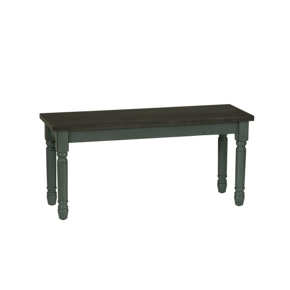 Powell Willow Wood Dining Bench, Distressed Brown and Teal Blue