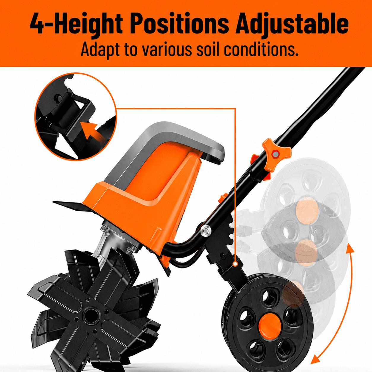 DOVAMAN 18-Inch Electric Garden Tiller, 15-Amp Corded Cultivator with 9-Inch Depth and Adjustable Wheels