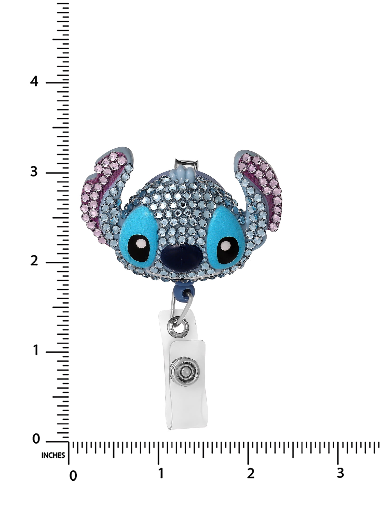Disney Stitch Retractable Badge Reel with Crystal Accents and Alligator Clip