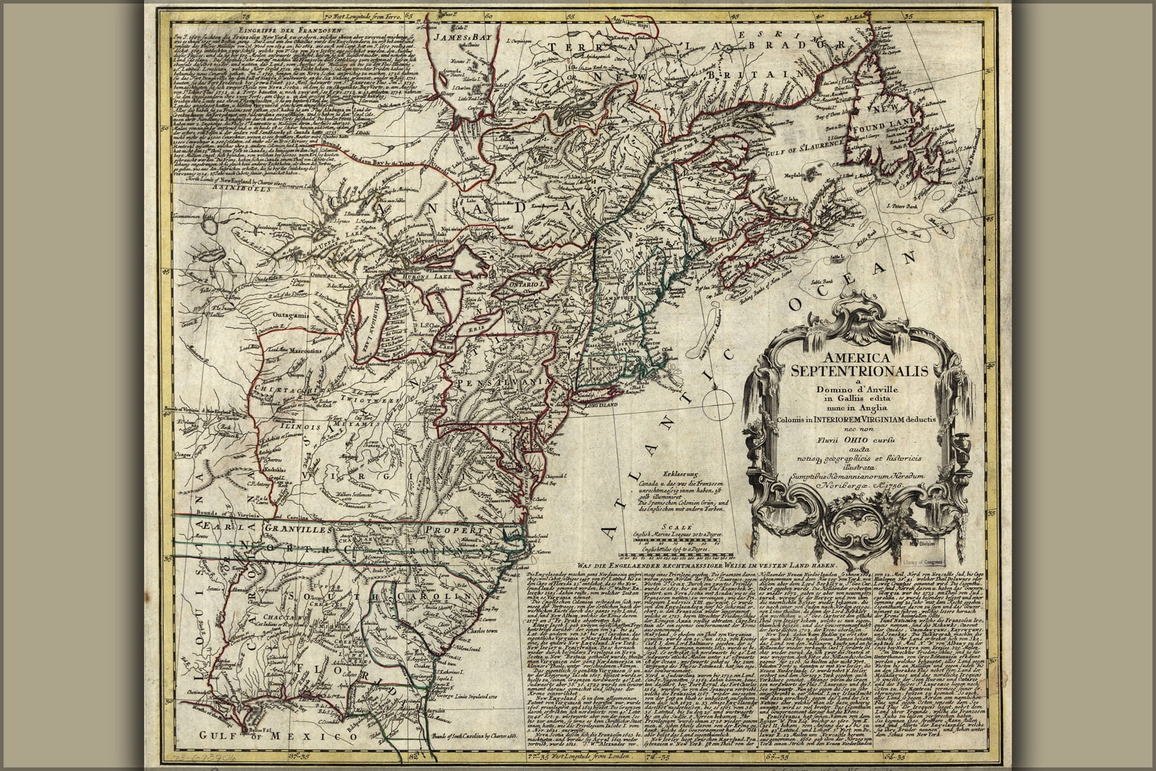 24"x36" Gallery Poster, 1763 map of north america united states ...