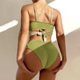 thumbnail image 4 of Gibobby Conjunto de Bikini para Mujer Color grueso a juego sólido Cruz Sexy Bikini mujeres traje de baño Correa cintura traje de baño Tankinis conjunto(Verde,G), 4 of 5