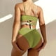 thumbnail image 4 of Gibobby Conjunto de Bikini para Mujer Color grueso a juego sólido Cruz Sexy Bikini mujeres traje de baño Correa cintura traje de baño Tankinis conjunto(Verde,CH), 4 of 5