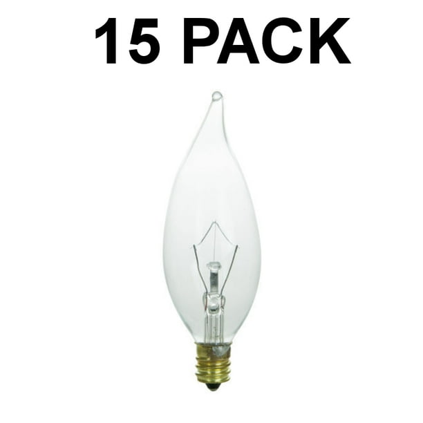 15 Pack Of 40 Watt Flame Tip Chandelier Light Bulbs E12 Candelabra Base 40w Com 15 Pack Of 40 Watt Flame Tip Chandelier, 40 Watt Chandelier Light Bulbs