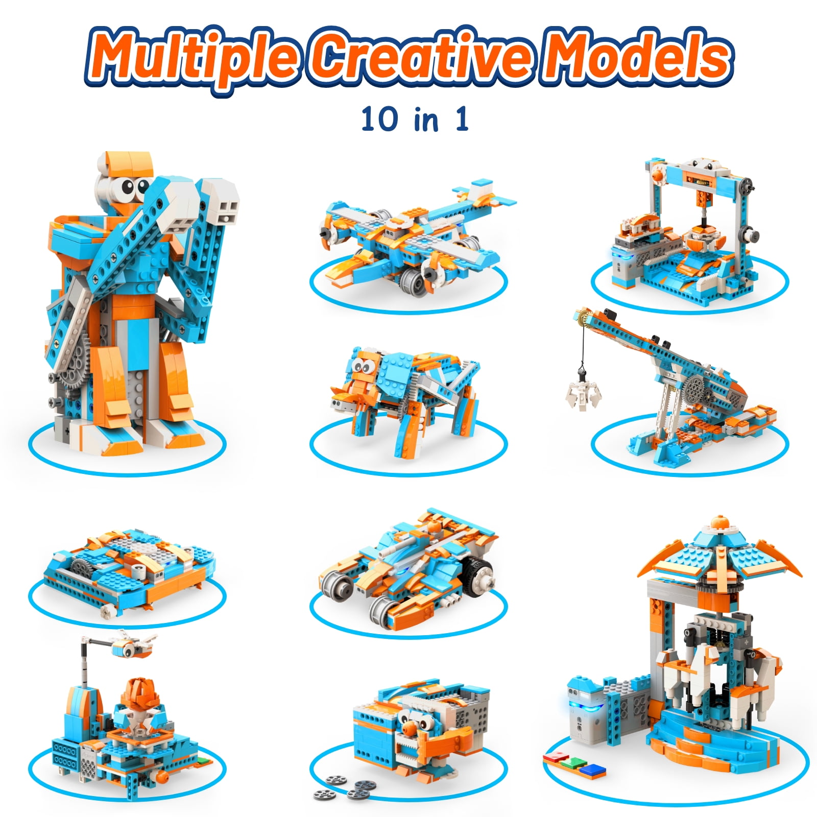 Apitor Robot S Robot Building Kit- Includes Large Storage Organizer with Sorting Plate, 10 in 1 Programmable APP RC Robot/Car Robotics Coding Kit, Birthday Gifts for Boys Girls Aged 7-12 (389 Pcs)