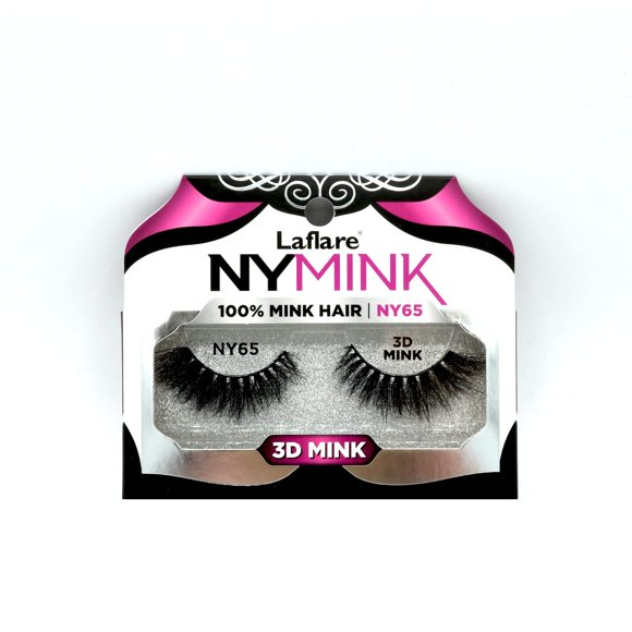 Pestañas de visón Laflare 3D NY pestañas de pelo de visón real, maquillaje de lujo, luz natural, variedad de moda, reutilizables, pestañas de pelo de visón real de varias capas (NY65)