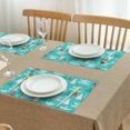 thumbnail image 3 of Turquoise Christmas Tree Pattern Summer Placemats Table Placemats Set Of 4-Linen Kitchen Washable Placemats Table Mats 11.8"x17.7" Non-Slip Heat Resistant, 3 of 6
