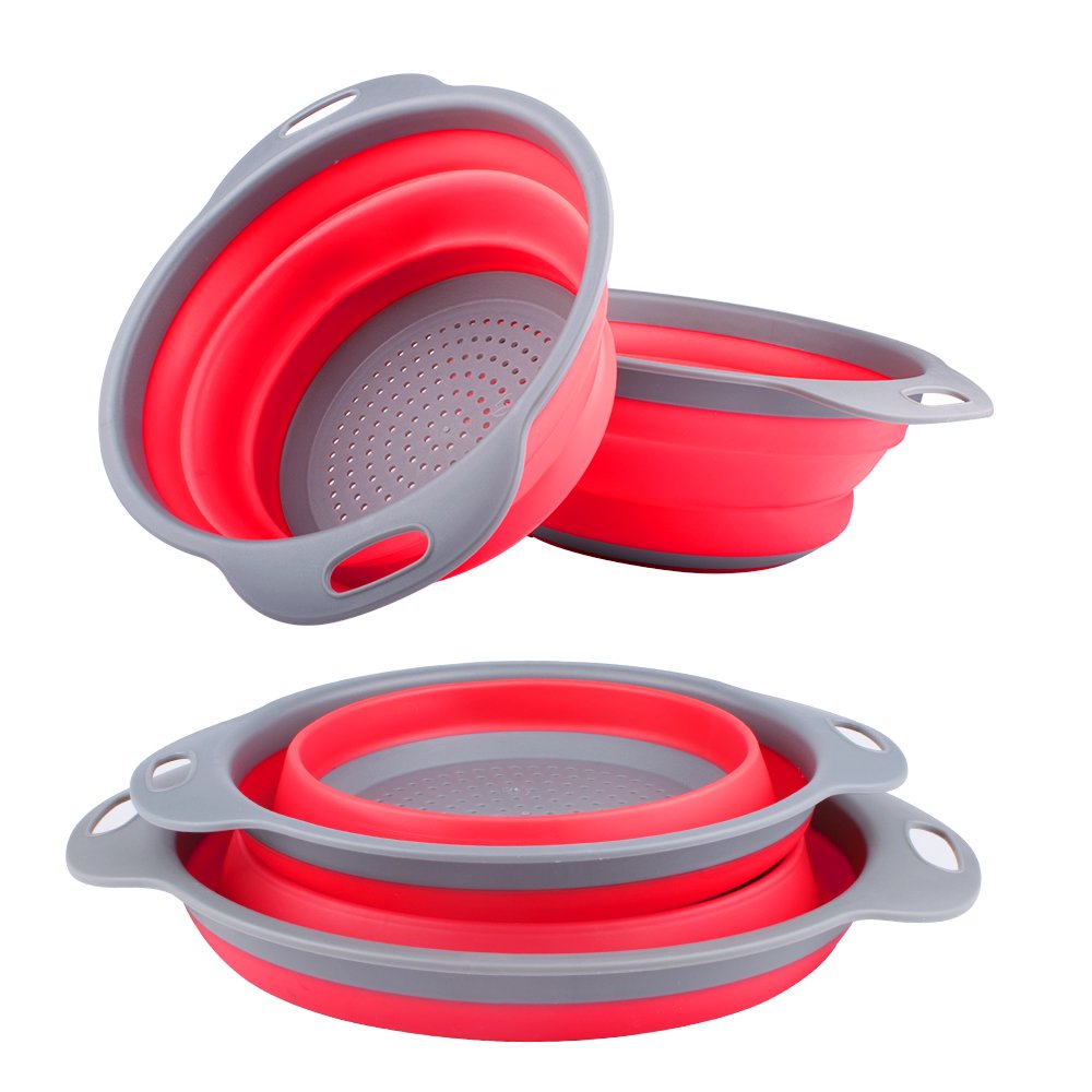 Colander Silicone Collapsible Colander Set of 2 Over the Sink Colander?Fruit and Pasta and