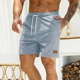 thumbnail image 2 of Havenre Men's Corduroy Shorts Lightweight Casual Elastic Waist Drawstring Lightweight Summer Beach Shorts with Pockets Light Blue L, 2 of 7