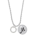 thumbnail image 1 of Delight Jewelry Silvertone Niece Eternity Ring Silvertone Script Initial Disc - M - Charm Necklace, 20"+3", 1 of 4