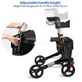 thumbnail image 3 of Déambulateur à Pliage à une Main pour Aînés et Adultes avec Roues de 8 Po, Siège et Dossier, Déambulateur Roulant en Aluminium avec Poignée Ajustable, Sac de Rangement, 3 of 8