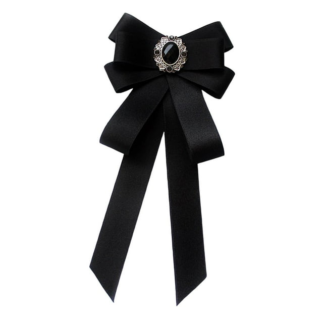 Broche de cinta con lazo preatado para mujer, con para mujer y niña, pajarita elegante para accesorios de disfraces, blusa de fiesta de negro Salvador Corbatas de cinta