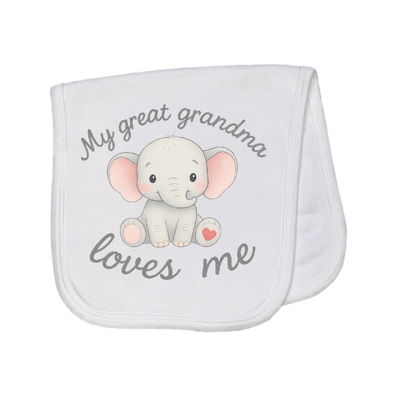 Inktastic Cute Elephant My Great Grandma Loves Me Baby Burp Cloth