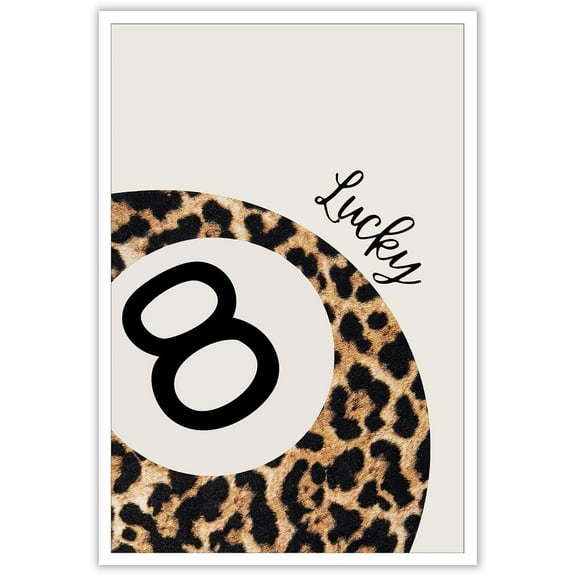 Vintage Lucky 8 Pool Ball Posters Trendy Leopard Print Wall Art Aesthetic Funky Y2k Preppy Room Wall Decor Pictures For Girls Bedroom Apartment Dorm