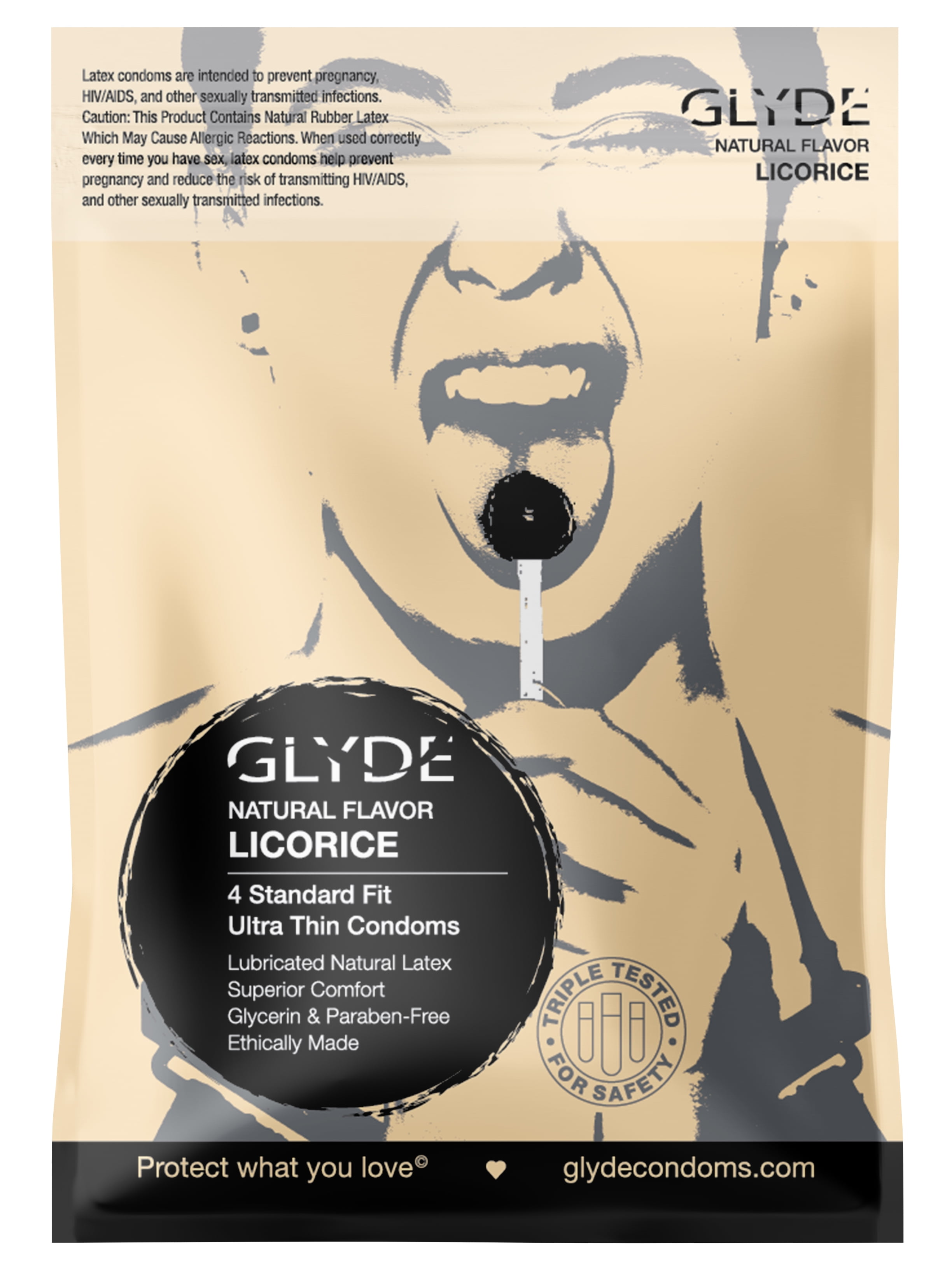 GLYDE ULTRA Organic Licorice Flavored (Standardfit) Nontoxic Condoms