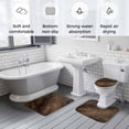 thumbnail image 6 of Dark Brown Wood Texture Bathroom Rugs Set Vintage Farmhouse Ombre Wood Grain Non Slip Absorbent Soft Bath Mats 3 Piece Set with Bathroom Rug, U-Shaped Floor Mat, Toilet Seat Cover Small Size, 6 of 9