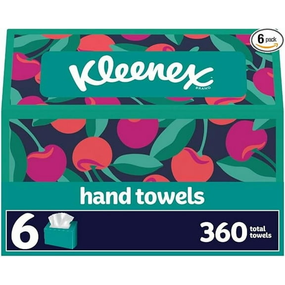 Kleenex Disposable Paper Hand Towels, 6 Boxes, 60 Tissues per Box (360 Total Tissues), Packaging May Vary