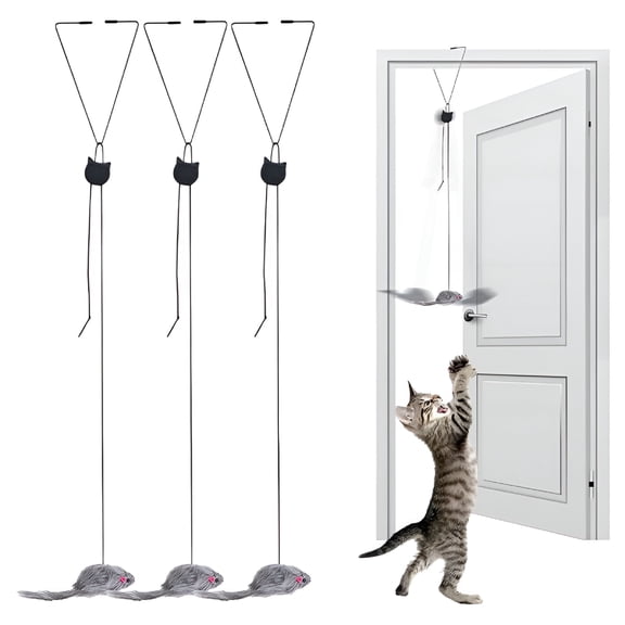 BESTSKY Door Hanging Cat Toys - Interactive Feather & Jumping Mouse Set for Indoor Cats | Kitten Exercise Toys with Multi-Stimuli Design