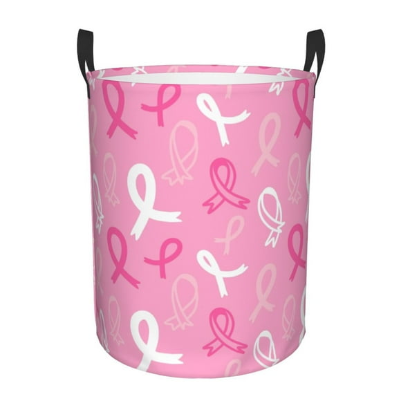 Balery Breast Cancer Awareness (3) Cesta de ropa redonda con asas, impermeable, independiente, para ropa, juguetes, dormitorio y familia-Medium