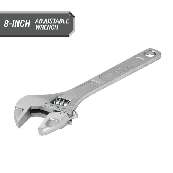 Hyper Tough 8-inch Adjustable Wrench, Steel Construction, Model 43180
