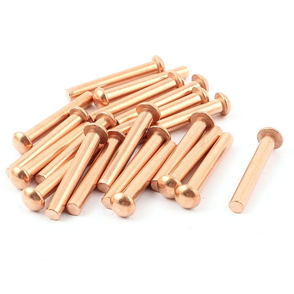 Unique Bargains 20Pcs 3/16" Diameter 1 3/8" L Shank Round Head Copper Solid Rivets Fasteners