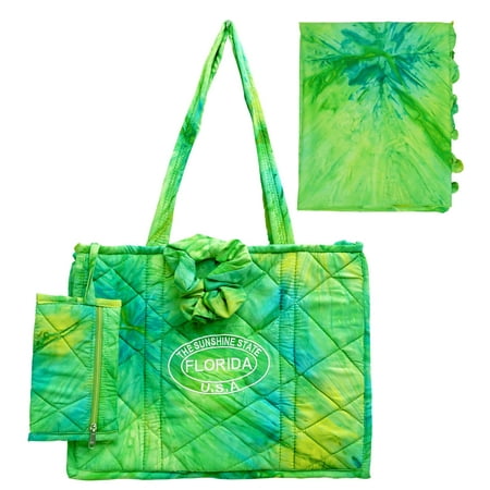 HAPPY BAY Women s Summer Water Resistant Pool Tote Bag with Matching Beachwear Holiday Sarong Wrap One Size Floral Green