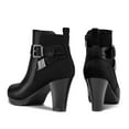 thumbnail image 5 of Pennysue Women's Black Wide Width Ankle Boots With Buckle And Zipper Chunky Heel Ankle Strap Zip Boots For Ladies Size 9.5, 5 of 7