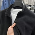 thumbnail image 5 of LEKWK Fleece Jacket for Men Full Zip Stand Collar Warm Winter Outerwear Cozy Thermal Coat with Side Pockets Casual Lightweight Soft Pullover for Outdoor Black L, 5 of 6