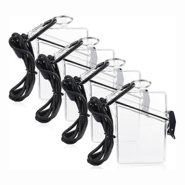 4 Pack Waterproof Id Card Badge Holder Case with Lanyard, Clear Waterproof Card Holder with Lanyard and Keychain