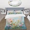 thumbnail image 2 of Designart "Breezy Meadows in Yellow and Pink III" Meadow Bedding Covert Set - Landscapes Pink Traditional Bed Set With 2 Shams, 2 of 5