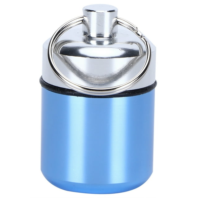 Caja de medicamentos impermeable de aleación de aluminio, mini pastillero para piscina, sauna, color azul claro