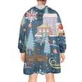 thumbnail image 2 of Wearable Oversized Blanket,Dark Blue Christmas Santa Pattern Wearable Blanket Hoodie for Adults,Cozy Hooded Blankets with Super Pockets,Super Warm Fuzzy Pullover for Women & Men, 2 of 6
