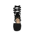 thumbnail image 6 of BLISSFUL STEP Women's Pumps Block Heels Platform Strappy Lace up Pumps Black 8, 6 of 7