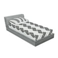 thumbnail image 2 of Ambesonne Geometric Fitted Sheet & Pillow Sham Set, Abstract Symmetric Lines, Twin, Pale Grey White Black, 2 of 2