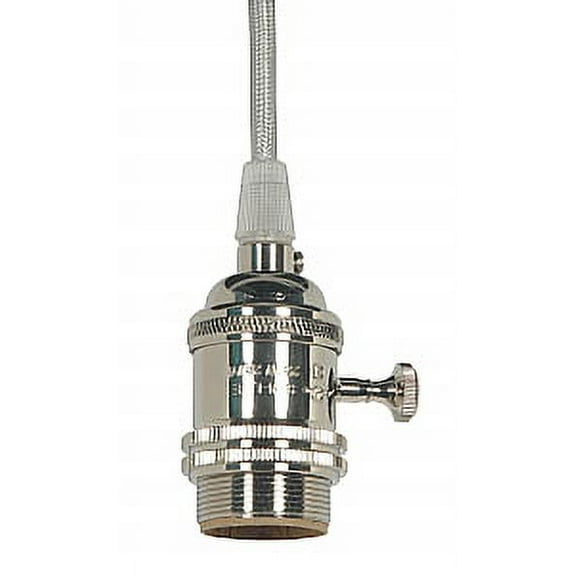 Satco Brass On-Off Polished Nickel Silver Wire Lampholder