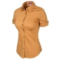 thumbnail image 3 of Made by Olivia Women's Junior Fit Short Sleeve Stretchy Button Down Collar Office Formal Casual Blouse Shirts Top (S-3XL), 3 of 6
