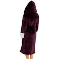 thumbnail image 5 of Rejlun Women Sherpa Robes Solid Color Fuzzy Plush Bathrobe Long Sleeve Sleepwear Plain Dressing Gown Warm Sleeping Fleece Robe Wine Red S, 5 of 6