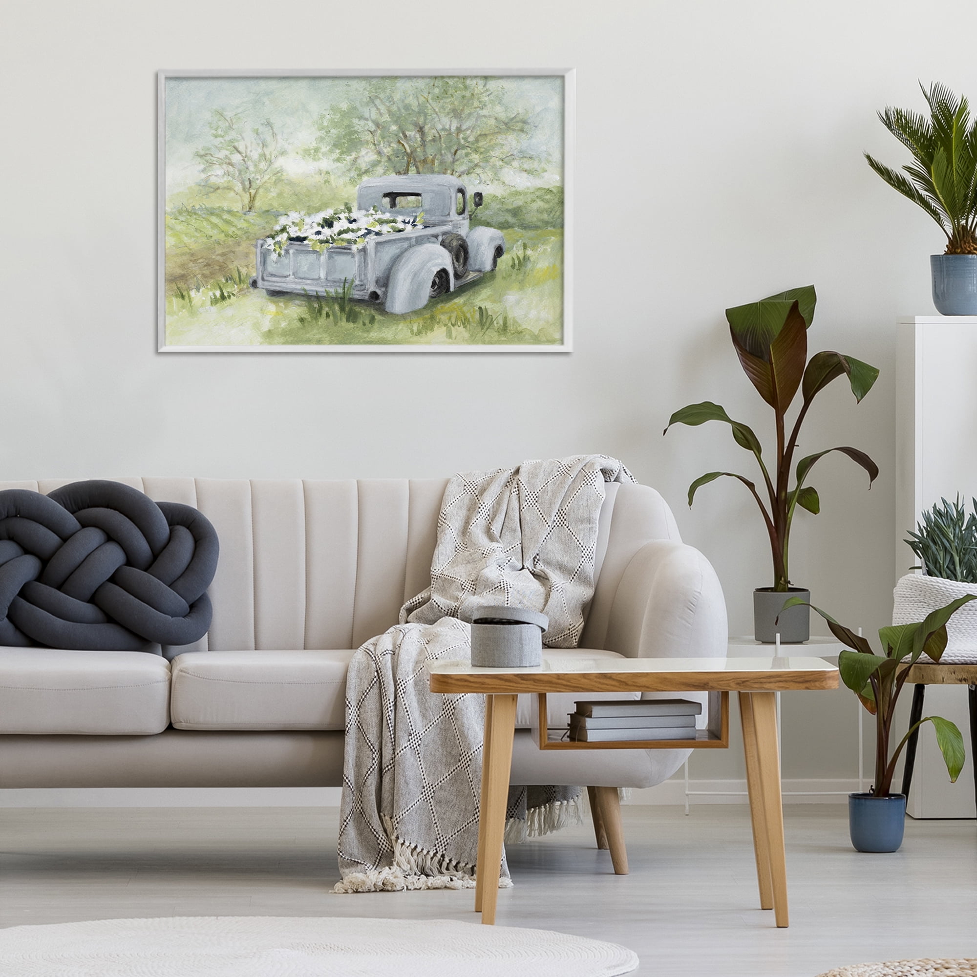 Stupell Industries Vintage Blue Truck Flower Sale White Framed Giclee Art, design by Lanie Loreth