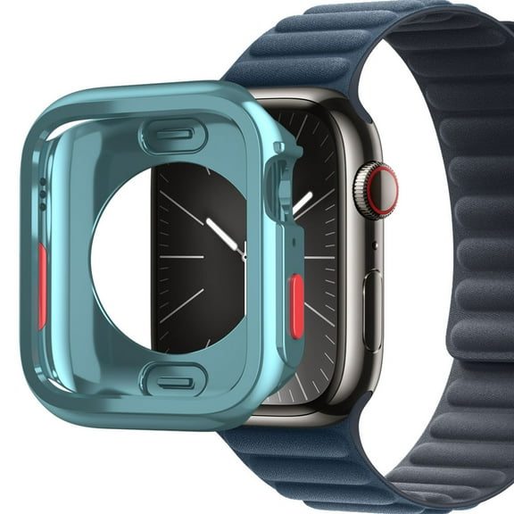 Rugged Case Compatible with Apple Watch Case Series 9/8/7 45mm Series 6/SE/5/4 44mm, Soft TPU Shockproof Bumper Drop Proof Protective Cover for iWatch 44mm 45mm,Green