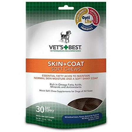 UPC: 0031658105007 | Vets Best BB Skin & Coat Soft Chews Supplements Dog – 4.2oz.