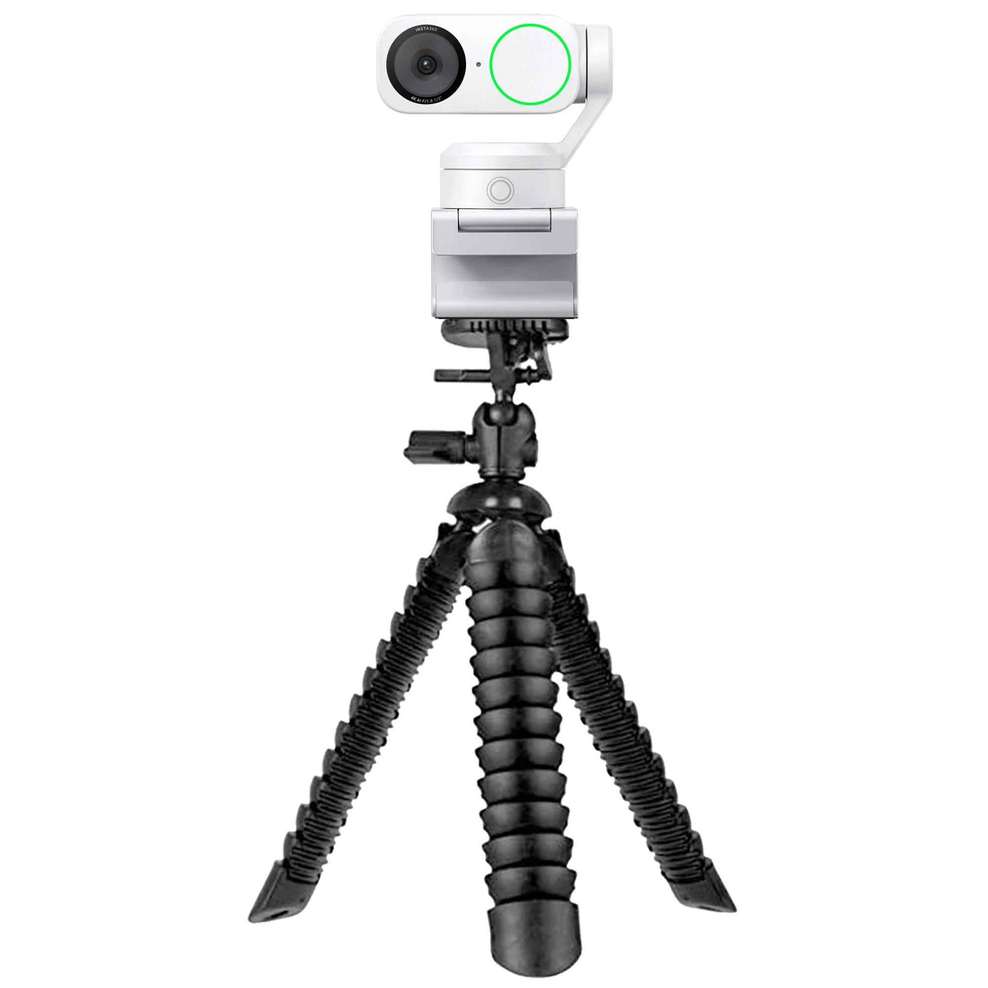 Insta360 Link 2 - PTZ 4K Webcam (White) for PC/Mac, 1/2" Sensor, AI Tracking, HDR, AI Noise-Canceling Mic, Gesture Control for Streaming, Video Calls, Gaming Bundle with Flexible Tripod & Lens Cloth