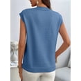 thumbnail image 4 of Women'S Mock Neck Sweaters Vest Business Casual Trendy Tops Fall Outfits  Blue XL, 4 of 7