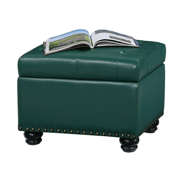 Designs4Comfort 5th Avenue Storage Ottoman in Green Button-Tufted