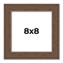 8x8 Frame Brown Farmhouse Solid Wood Picture Frame Width 1.5 Inches | Interior Frame Depth 0.5