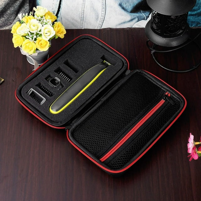 Organizador de afeitora Eléctrica, Diseñado para, Estuche de Vije Con Correa de Mano, Bolsa de Malla para Accesorios, Negro Verde