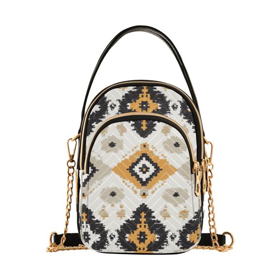 FORMRS Crossbody Bag for Women Quilted Travel Shoulder Cell Phone Purse with Chain Strap Handbag, White and Black