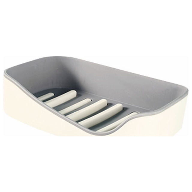 Oleegame 1PC Spoon And Lid Rest Soap Dish Shower Wall Mounted Soap Rack Bathroom Tub Drain Soap Dish Soap Dish Tray Box Kitchen Sink Counter Soap Dish Gray